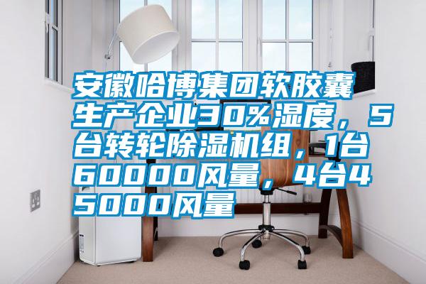 安徽哈博集團軟膠囊生產企業30%濕度，5臺轉輪除濕機組，1臺60000風量，4臺45000風量